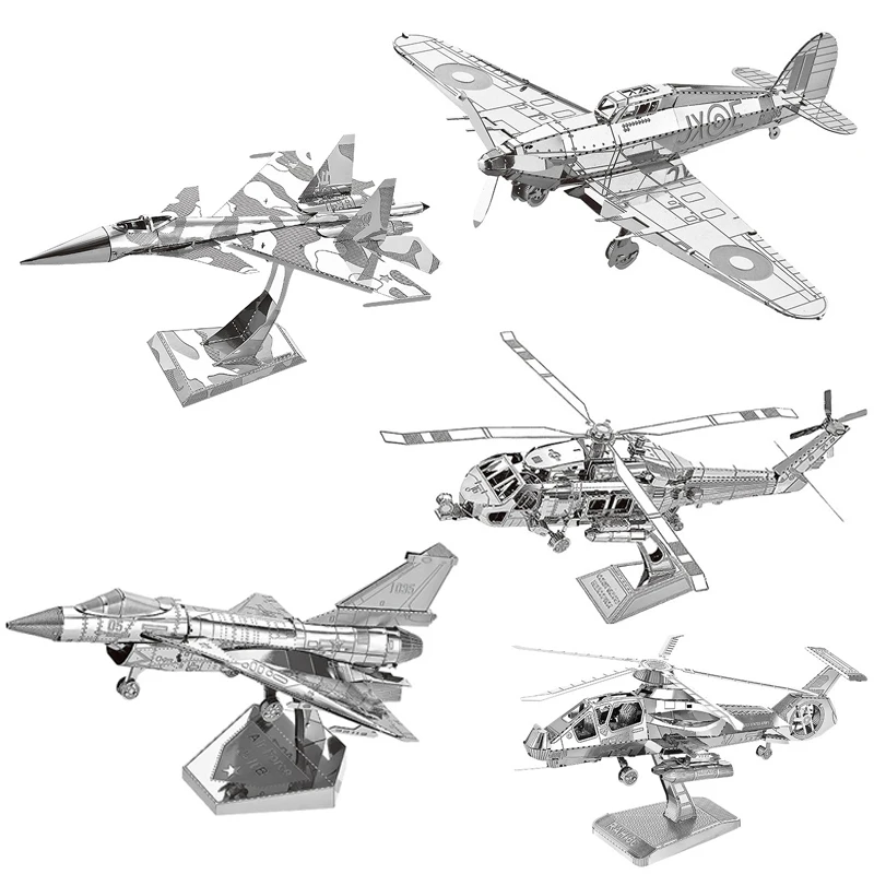 Máy Bay Chiến Đấu 3D Kim Loại Xếp Hình KA-50 Trực Thăng UFO Không Quân J-10B Bộ Dụng Cụ Mô Hình Lắp Ráp Ghép Tặng Đồ Chơi Cho Trẻ Em