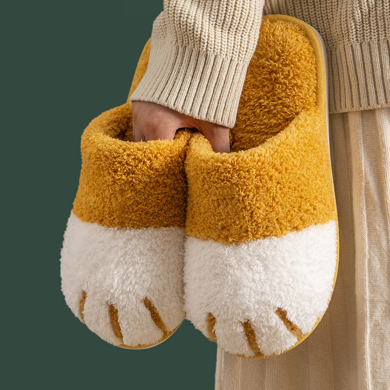 Comwarm Giữ Ấm Mùa Đông Sang Trọng Dép Mèo Paw Nhà Thiết Kế Nhà Nữ Lông Dép Tầng Tắt Tiếng Phòng Ngủ Người Yêu Trong Nhà Có Lông Tơ Giày