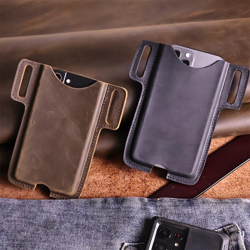 Riyao-男性用本革携帯電話ホルダー、ヴィンテージフォンホルスター、ウエストベルトケース、iPhone、Samsung用ポーチバッグ