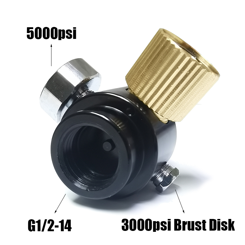 HPA 압축 공기 탱크 실린더 조절기 조정 가능한 출력 0-2800psi(0-195bar) 핀 밸브 300bar 5/8"-18UNF 또는 M18*1.5 다이빙