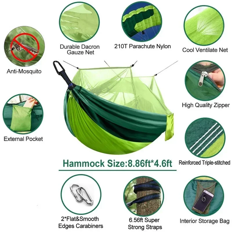 Camping Hammocks and Accessories Including Hammock with Mesh Rain Fly Tarp Tree Straps for Outdoor Use Hiking Backpacking Travel