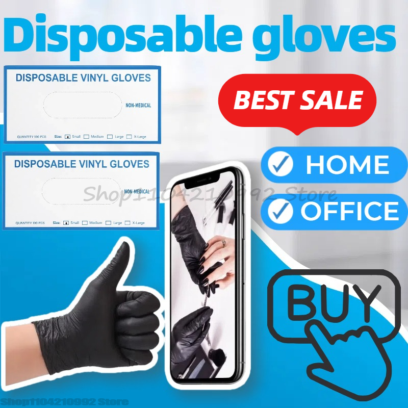 Black S/M/L/XL Latex Gloves Pvc Gloves Disposable Nitrile Gloves Housework Cleaning Car Industry Gardening Cooking Tools