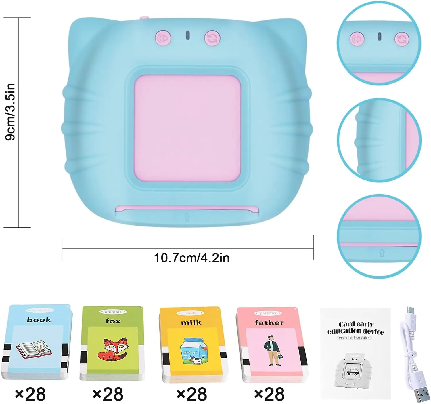 Flashcard per l'educazione precoce Flashcard parlanti per bambini Macchina elettronica per l'educazione precoce in età prescolare Regalo per i più piccoli Giocattolo Montessori