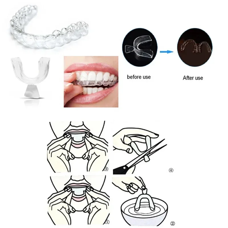 Protector nocturno Dental transparente para rechinar los dientes, bruxismo, protección del sueño, bandejas para la boca superior e inferior, blanqueamiento, 2 uds.
