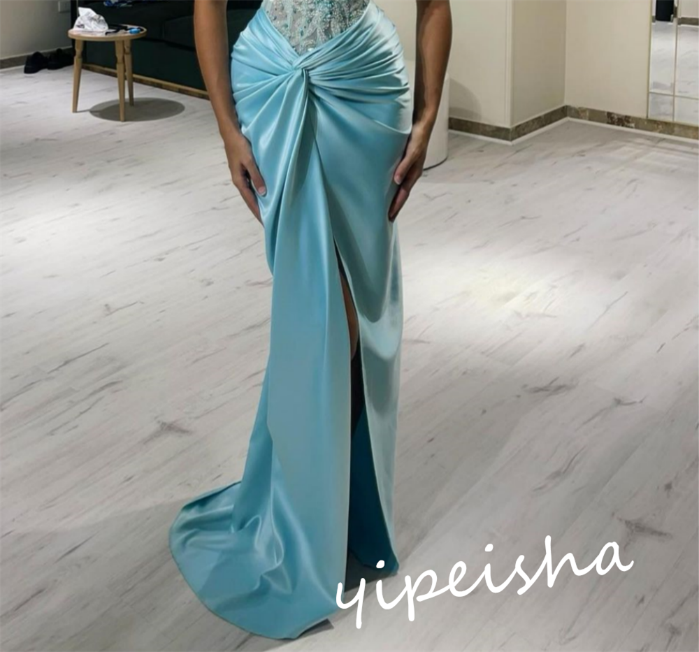 Customized Classic Modern Style Formal Evening Strapless Mermaid Beadings Bespoke Occasion  Prom Dresses
