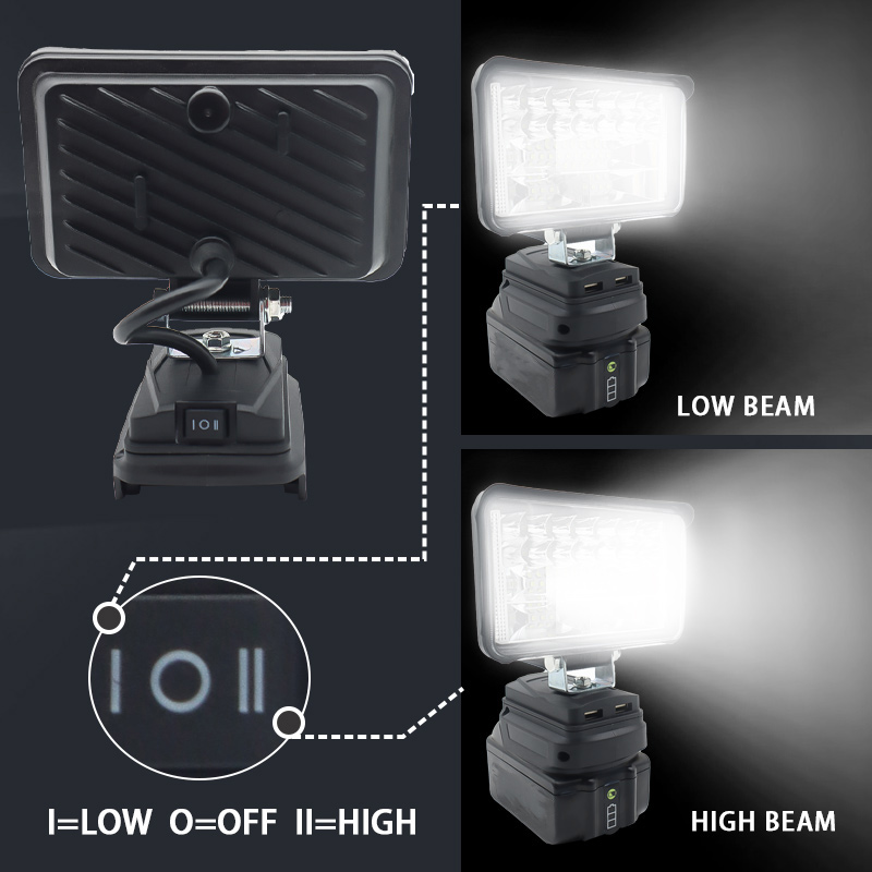 4Inch Car LED Work Light Flashlight Torch Spotlight USB Power Bank For Makita 18V Li-ion Battery BL1830 BL1815 Lamp Hand Lantern