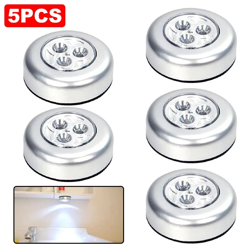 5 uds luz LED nocturna luz LED para debajo del gabinete lámpara de pared inalámbrica Interruptor táctil lámpara de noche alimentada por batería luz nocturna LED para dormitorio