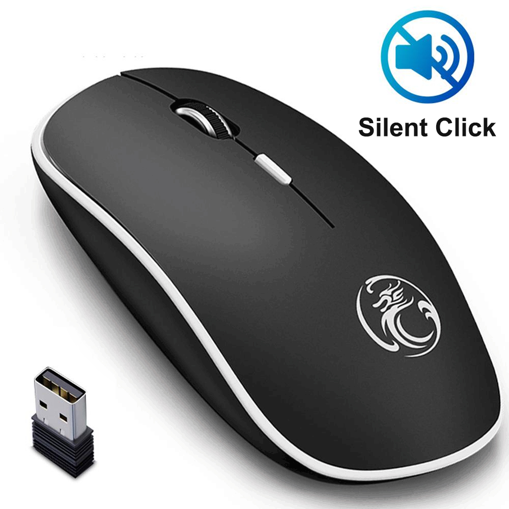 IMice Mouse nirkabel 1600 DPI, Mouse nirkabel senyap, DPI ergonomis tanpa suara, USB PC, tetikus nirkabel untuk Laptop