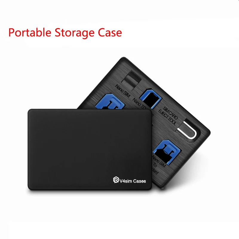 SIMカードアダプターセットと電話ピン付きナノケース,薄いクレジットカードサイズ,財布,収納ケース