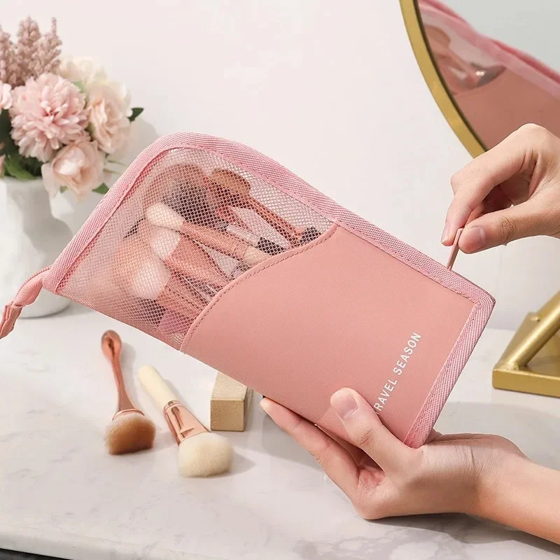 Borsa per cosmetici da 1 pezzo per donna Borsa per trucco con cerniera trasparente Borsa da toilette per organizer porta pennelli per trucco femminile da viaggio