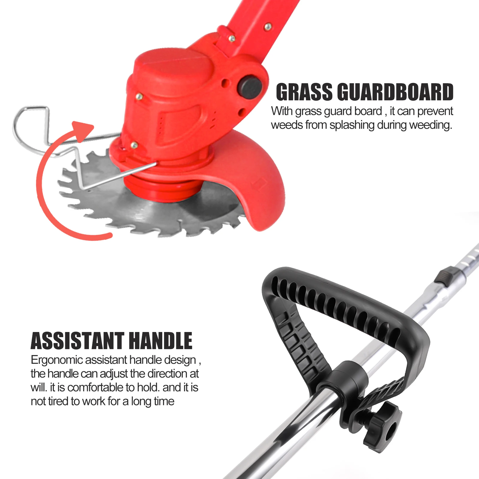 Conentool Decespugliatore Senza Fili 24V con Lama in Metallo, Tagliaerba Telescopico, 2x2000mAh Batterie, Trimmer Elettrico per Prato e Giardino