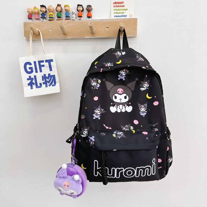 Mochila Hello Kitty Sanrio, mochila fofa Kuromi Cinnamoroll, bolsa escolar de anime de desenho animado, mochila casual de viagem para meninas