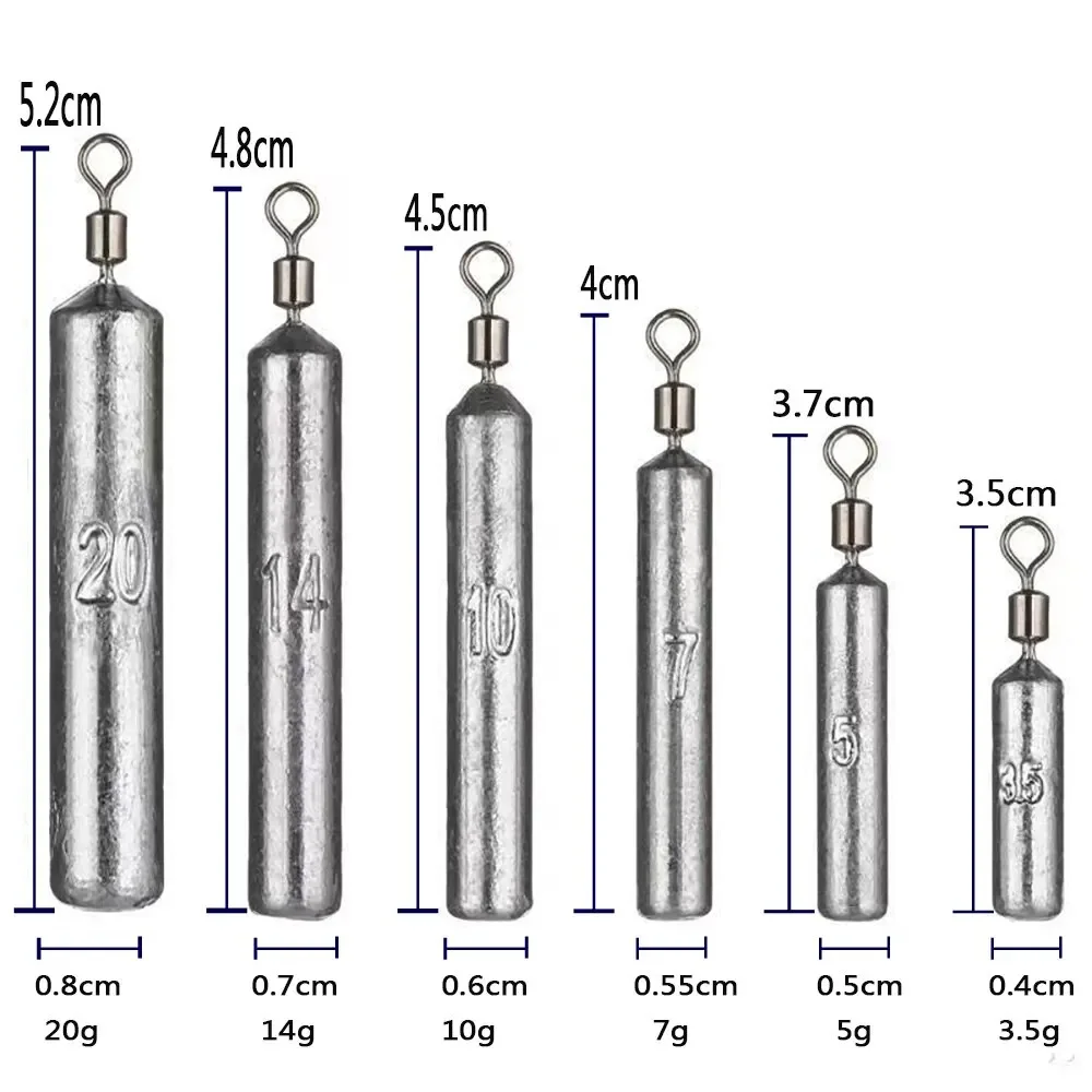 Peso di pesca 15 Pz/lotto Stampo Zavorra 3.5g 5g 7g 10g 14g 20g Tubo Proiettile Pollice Ciondolo In Metallo Jig Sast Mare Attrezzatura Kit Strumento di Pesca