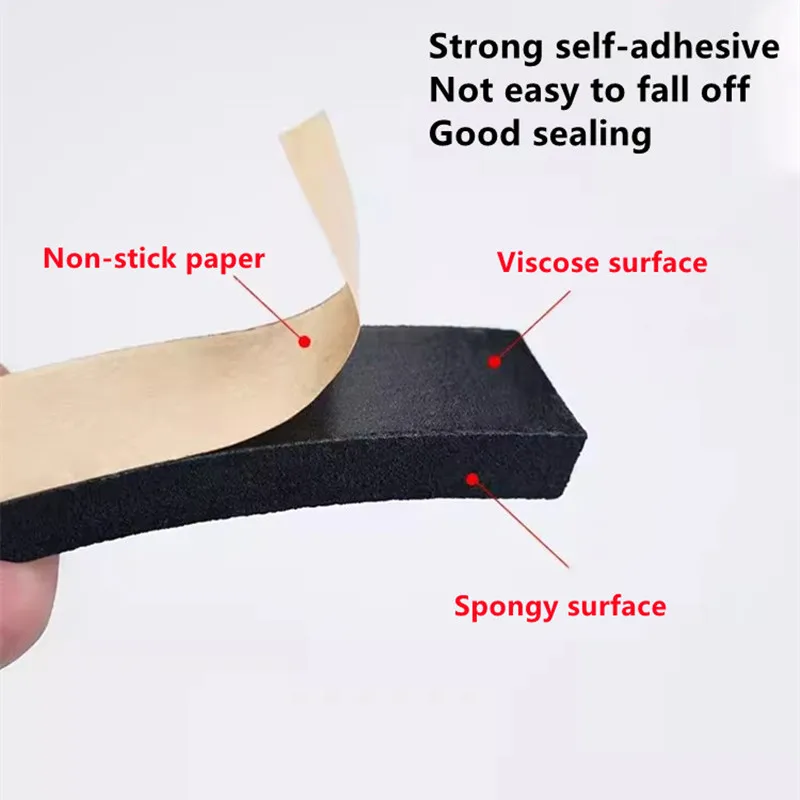 Nouvelle bande d'étanchéité en éponge auto-adhésive épaissir la caoutchouc EPDM noir adhésif simple face mousse insonorisée joint d'étanchéité Anti-collision