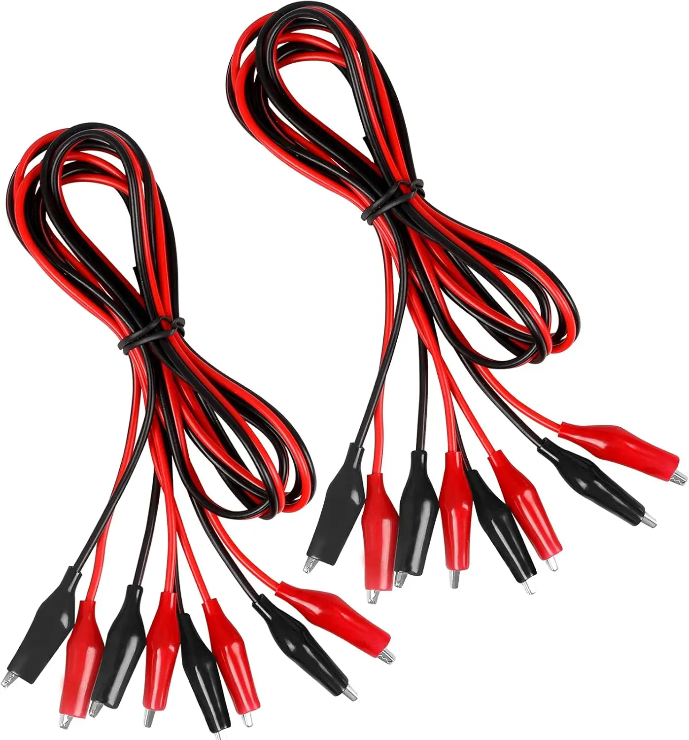 4 pares de pinzas de cocodrilo de 1M, cables de prueba eléctricos y aislados con pinzas de cocodrilo, cables de puente de doble punta para estampado