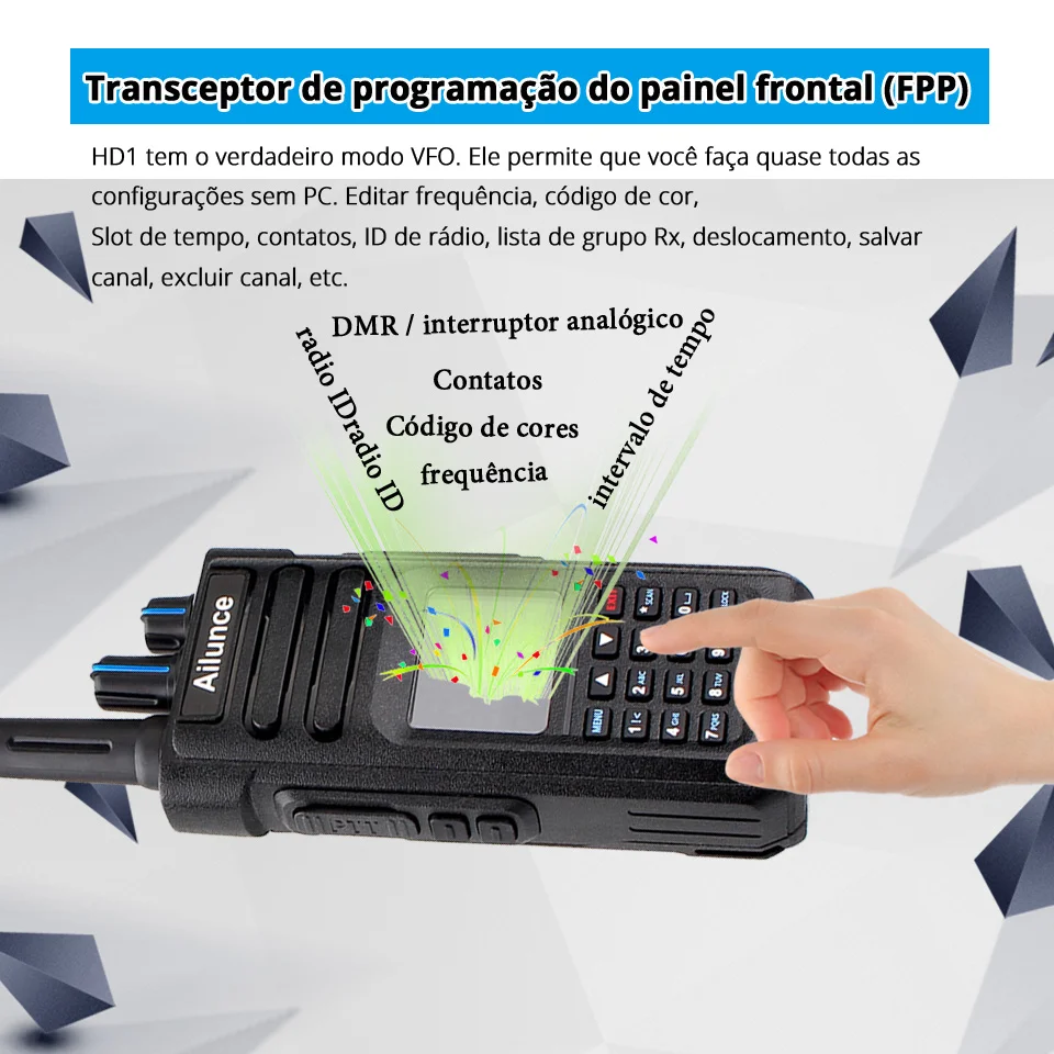Ailunce HD1 Radio DMR Digital Radio Comunicador Profissional Radio Amador Longo Alcance Rafio Comunicador  VHF UHF Rádio Portátil Walk Talk Ham Radio Comunicador Digital Radioamador Longa Distância Dual Band