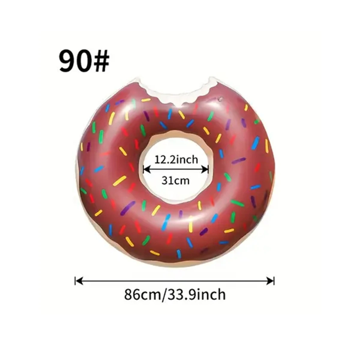 A thickened inflatable donut swimming ring - brown/pink printed - a floating ring for maximum comfort and fun