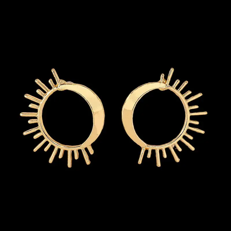 2024 orecchini alla moda ed eleganti a forma di sole e luna con orecchini geometrici ollow e inimalisti