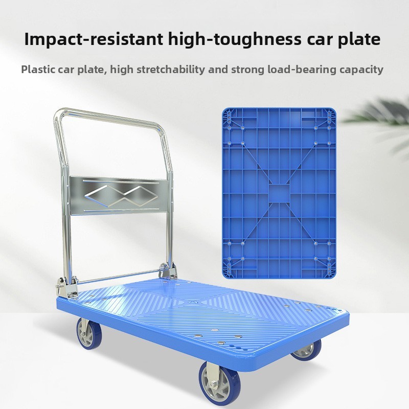 Trolley Folding Pull Goods Small Pull Truck Warehouse Trailer Portable Four Wheel Silent Handling Flat Truck