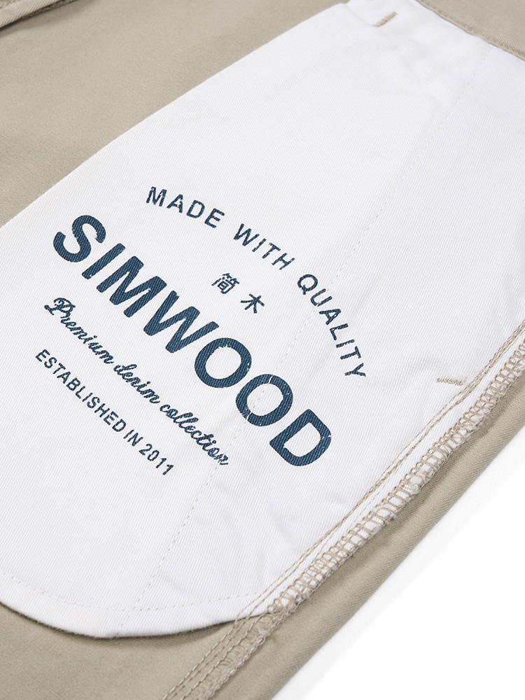 Simwood กางเกงผู้ชายขาสามส่วนธรรมดา2024ฤดูใบไม้ร่วงสำหรับผู้ชาย320gsm ฟอกสีเข้มผ้า chinos ขนาดพลัสไซส์