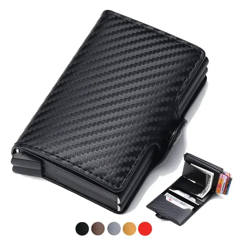 New Double Layer High Capacity Men ID Credit Bank Card Holder Wallet Anti Rfid Blocking Protected Magic Mini Small Money Wallets