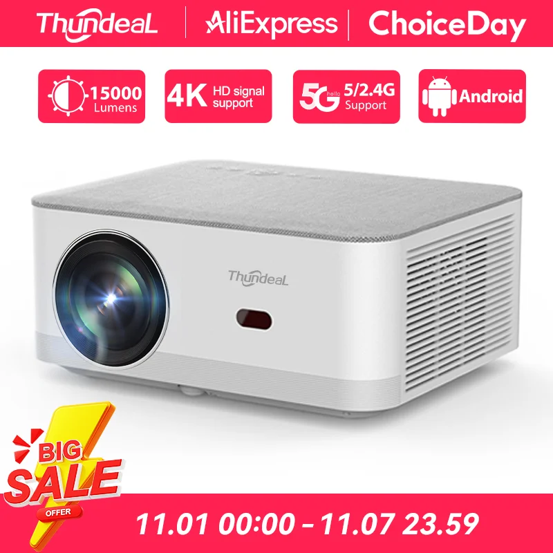 ThundeaL Portable Mini Projector TD92 Pro FHD 1080P Full HD Beam 4K Video WiFi Android Projector TD92Pro 3D Movie Home Theater