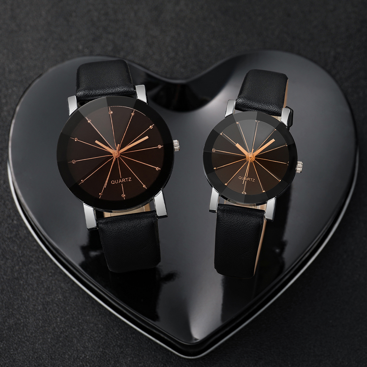 4 Pçs/set Casal Relógios Moda Strass Homens Mulheres Pulseira De Couro Relógio De Quartzo Ímã Coração Pulseiras Conjunto