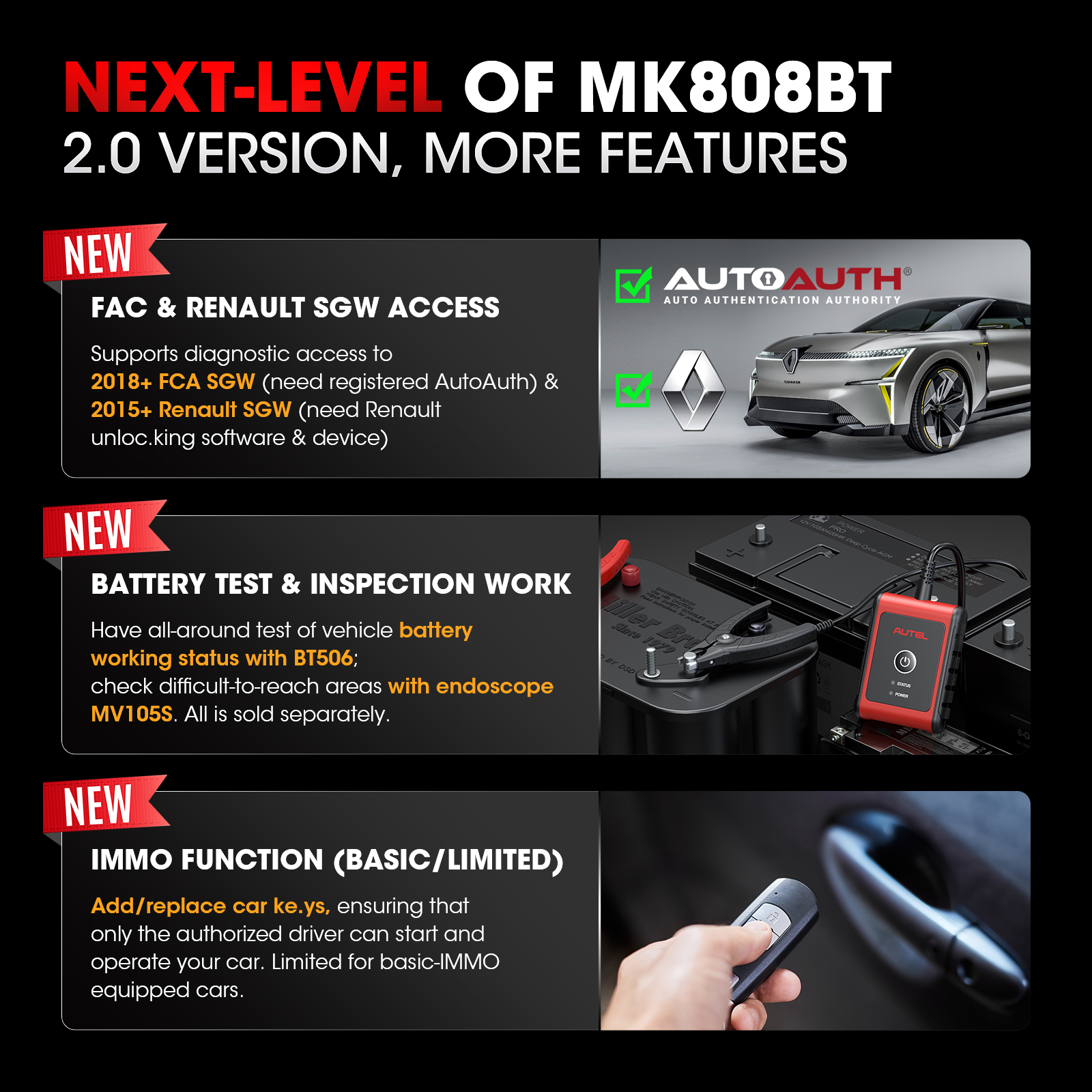 Autel MaxiCOM MK808KBT PRO OBD2 escáner Automotivo herramienta de escaneo de diagnóstico de coche MK808K-BT OBD 2 lector de código codificación clave prueba activa