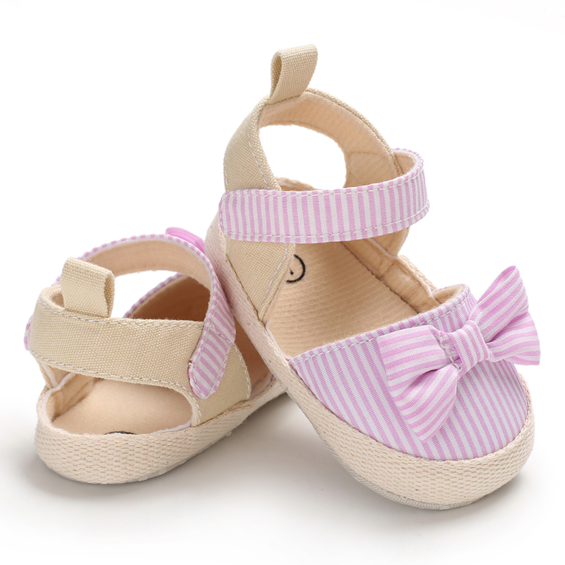 Été fille bébé sandales décontractées semelle souple confortable léger chaussures de marche arc toile bébé chaussures