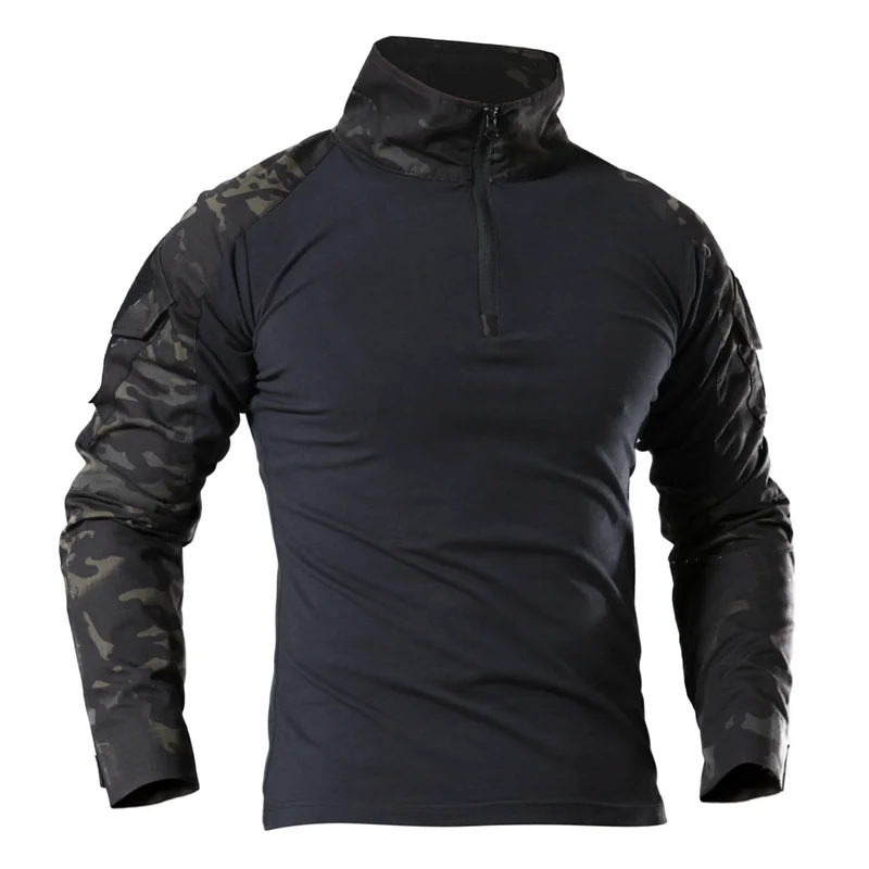 Camisetas tácticas para senderismo al aire libre para hombre, camisa de combate militar del ejército CP de camuflaje de manga larga para caza y escalada, ropa deportiva de algodón