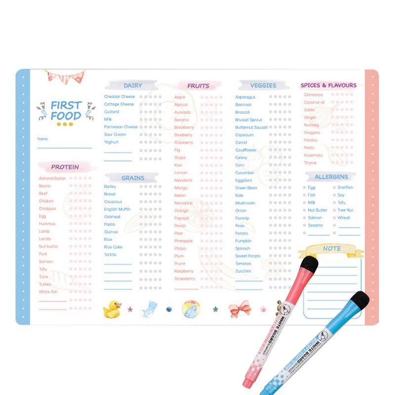 Wiederverwendbare Checkliste für First Foods Tracker, magnetische Fidget-Checkliste für die First Foods, wiederholbare Checkliste für die Babyfütterung
