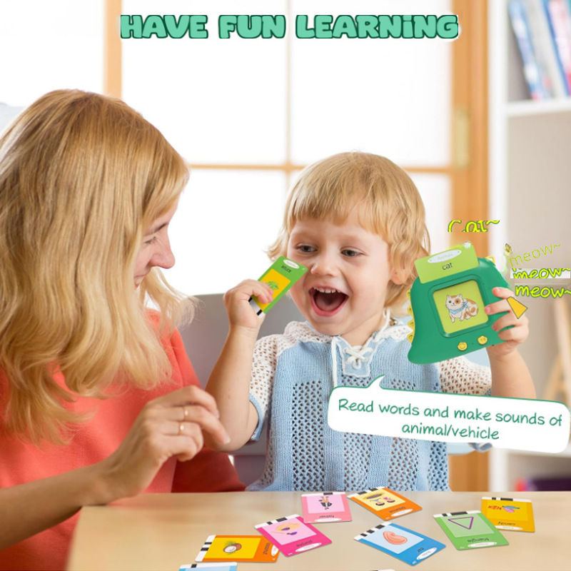 Little Dinosaur Learning Machine for Children, Talking Flash Card, English、Spanish、French Electronic Early Education Machine