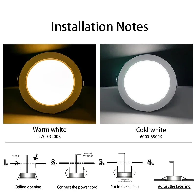 LED ダウンライト 5 ワット 9 ワット 12 ワット 15 ワット 18 ワット凹型ラウンド Led シーリングランプ 110 V 220 V DC12 V 24 V パネルライト屋内照明ウォーム/コールドホワイト