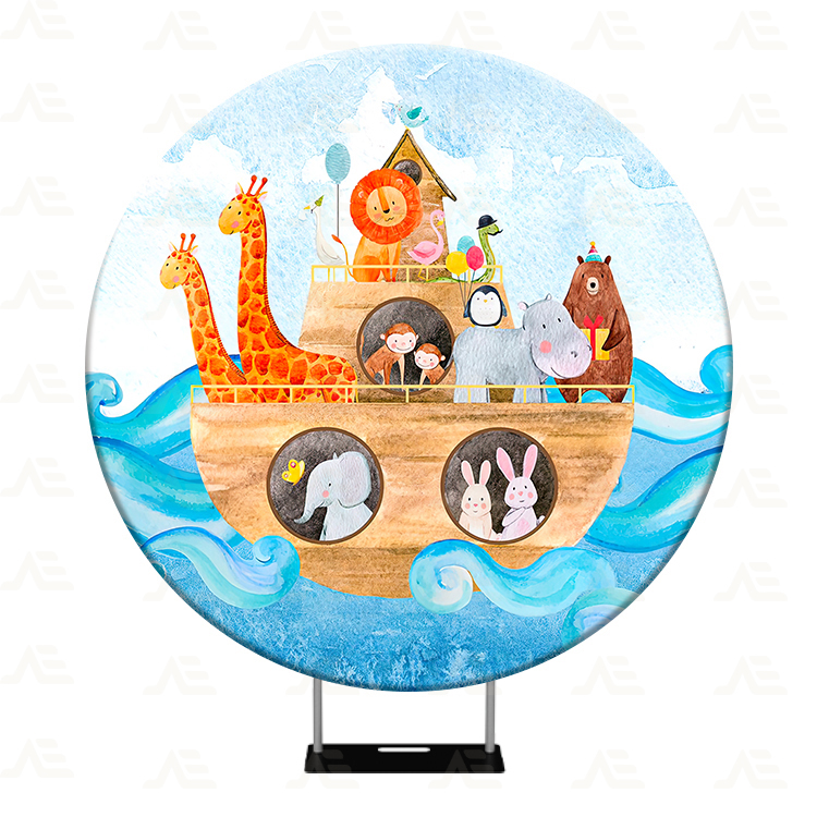 라운드 웨딩 용품 장식 배경 스탠드 디스플레이, 생일 파티 이벤트, 베이비 샤워 배경, 커스텀 로고, 6.5 피트