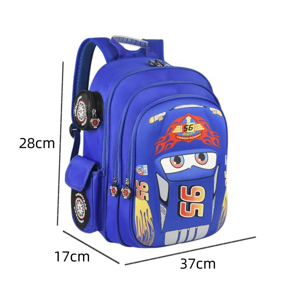 Disney Car Children's Bag Kindergarten Boy's Backpack Lightning Cartoon Multi Pocket Three-dimensional Schoolbag For Kids