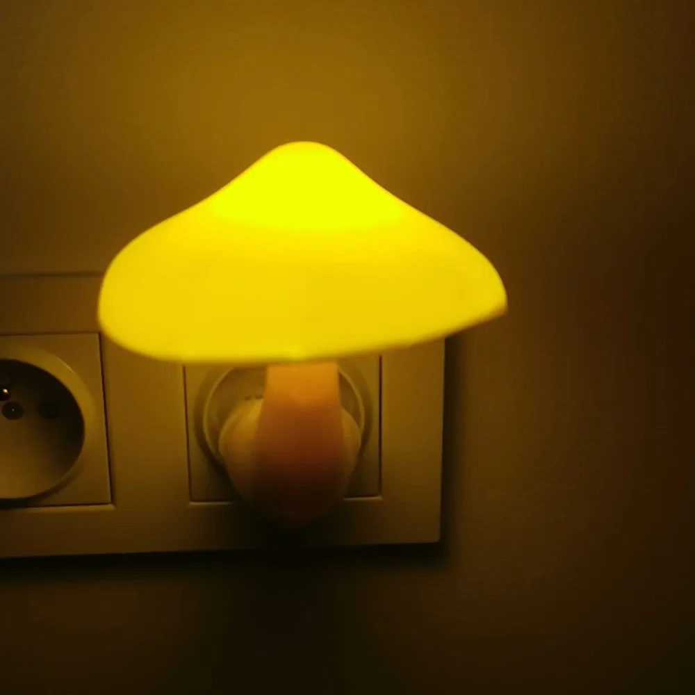 Quarto led night light cogumelo tomada de parede lâmpada ue eua plug branco quente sensor de controle de luz quarto luz decoração para casa