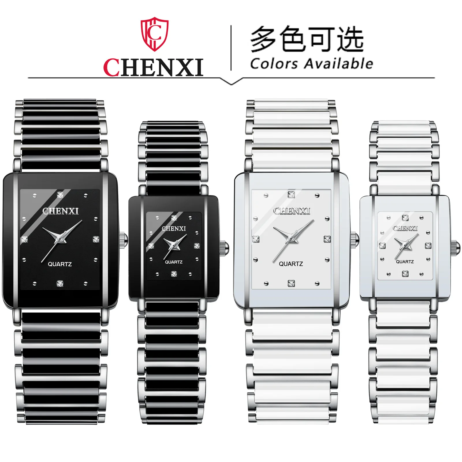 Chenxi-模造セラミックストラップ付き防水腕時計、カップル用時計、高級ギフト、女性と男性、104a