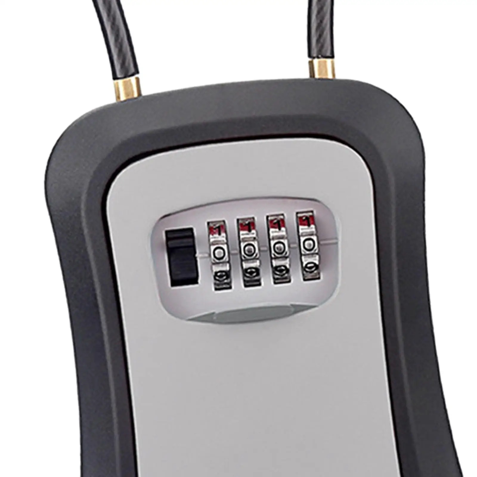 Box Key Security Box with 4 Digit Combination Steel Cable Shackle Weatherproof Portable for Door Knob or Car