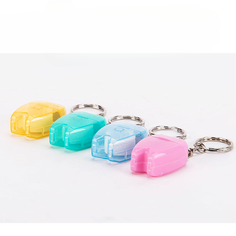 Hilo Dental portátil de 15M, llavero de diente de línea plana, hilo de limpieza con sabor a menta, herramienta de cuidado bucal, higiene bucal, salud, odontología