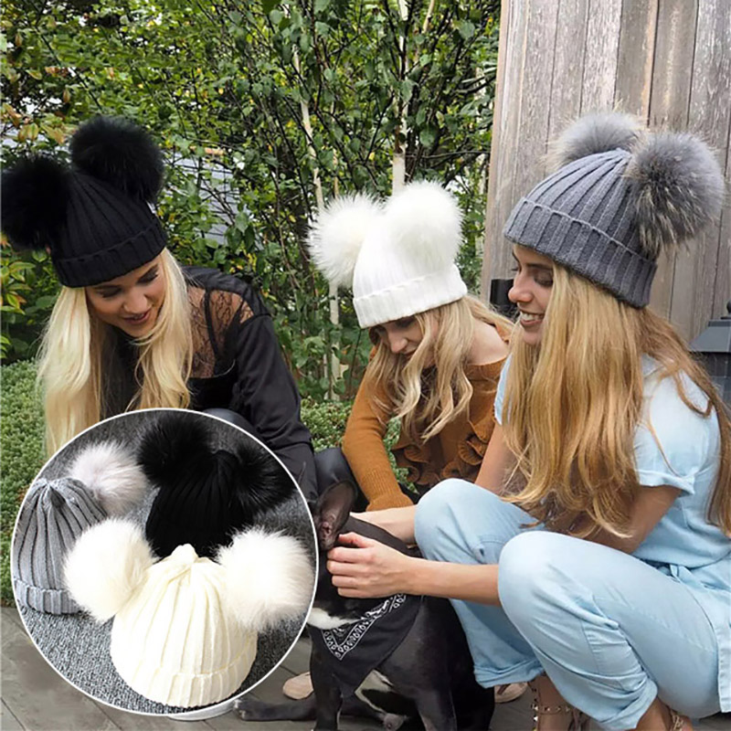 Bonito gorro de bebé Pompom cálido de punto de invierno para niños y niñas, gorro sólido para niños y niñas