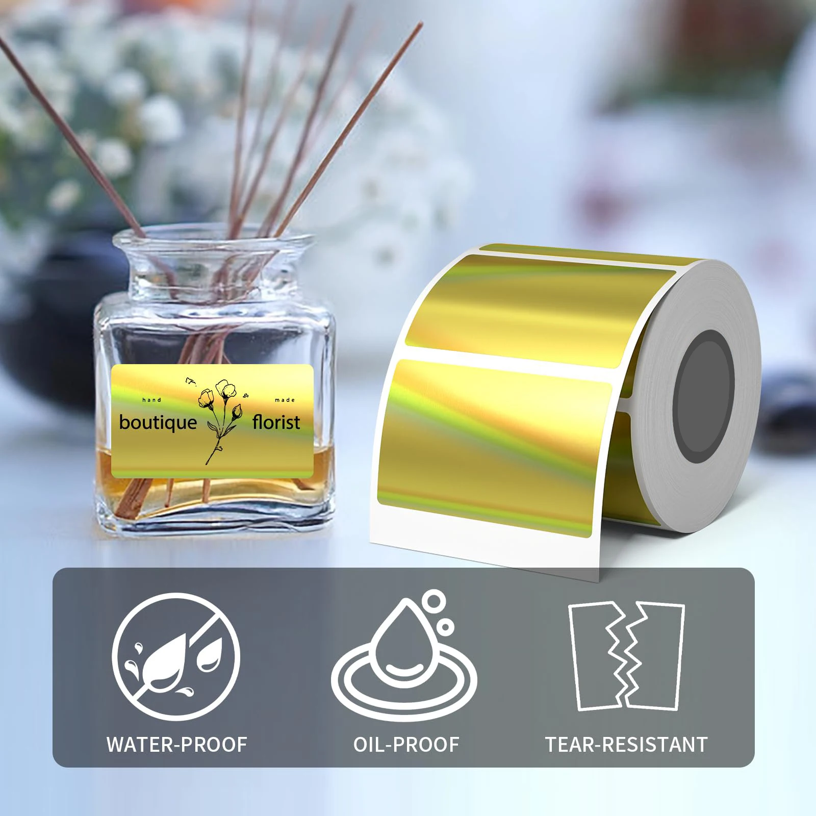Holographic Thermal Labels Direct Print Self-Adhesive for M110/M120/M200+ Color Coding, Custom QR/Logo, Retail & Gifts