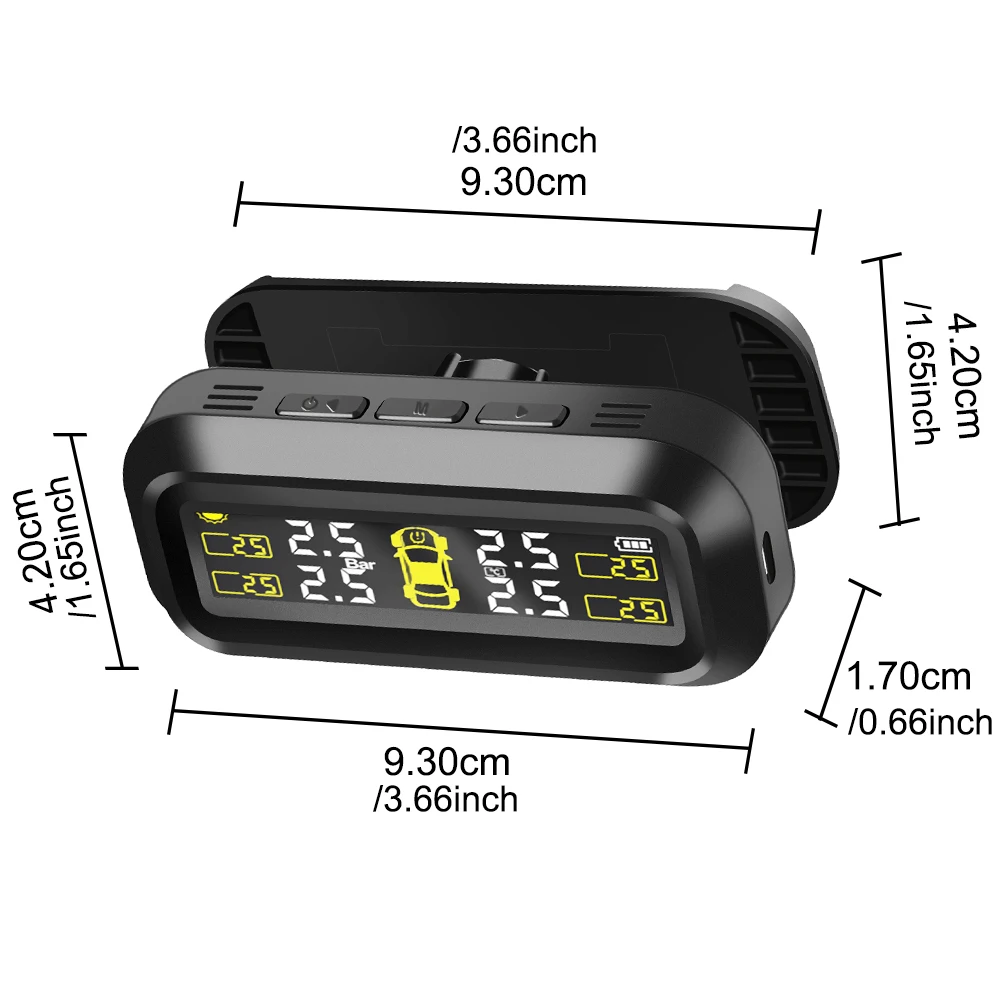 Sistema de supervisión de presión de neumáticos, advertencia de temperatura, nueva versión de batería externa C, sensores solares TPMS, Monitor de presión de neumáticos de coche