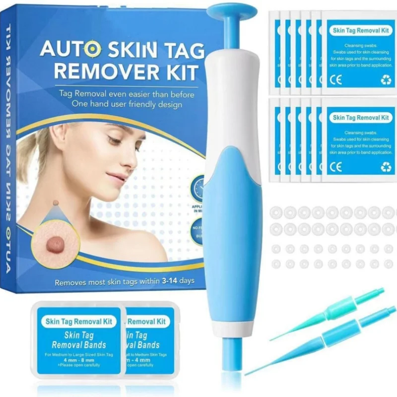 Kit de eliminación automática de etiquetas de piel para etiquetas de piel pequeñas y grandes, 2-8mm, con hisopos de limpieza, herramienta para el cuidado de la piel