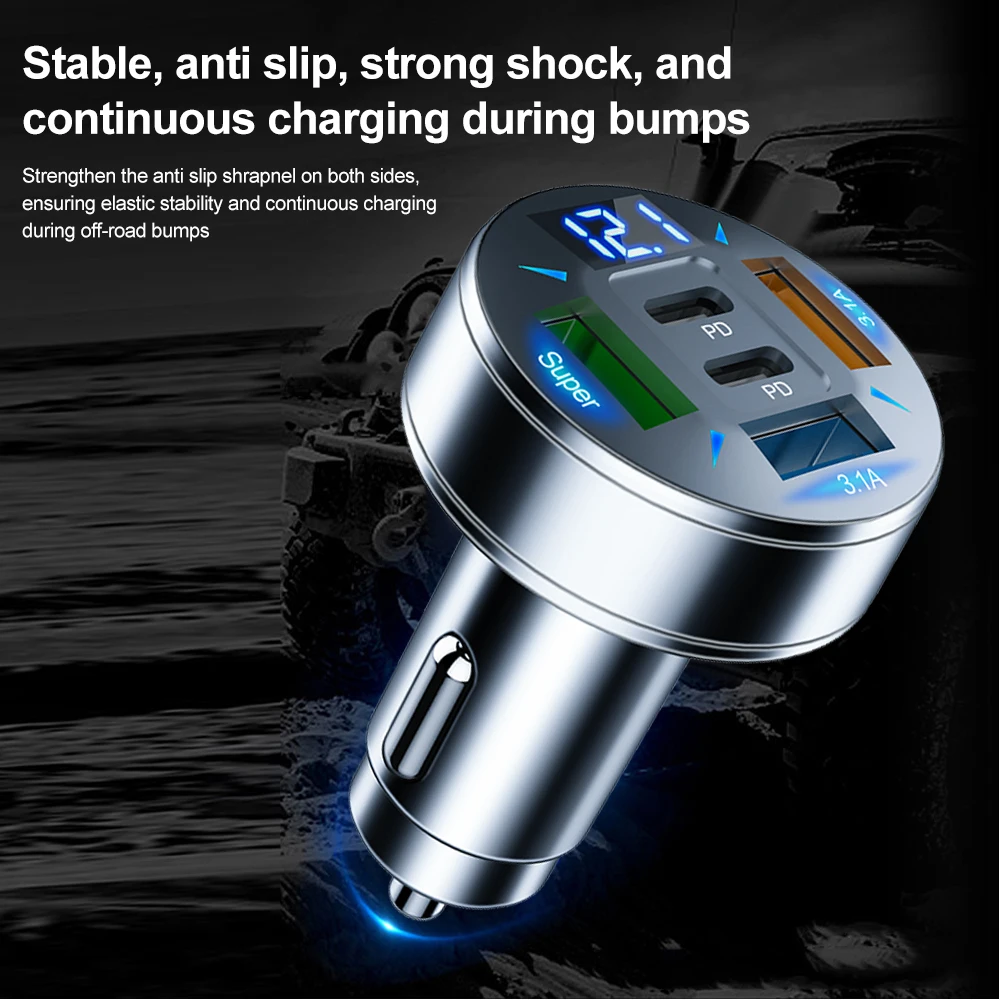 250 W 5 Poorten Autolader Snel Opladen PD QC3.0 USB C Auto Telefoon Oplader Adapter Met Spanning Voor iPhone Samsung Huawei Xiaomi