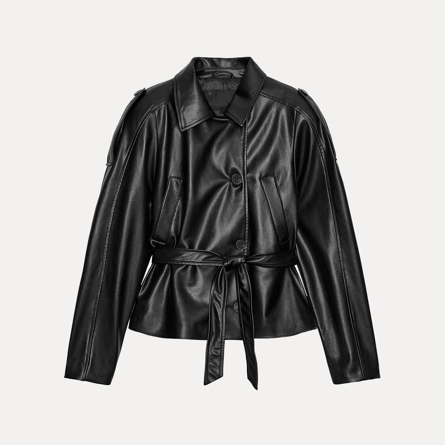 Casaco E de Couro Sintético para Mulheres, Manga Longa, Moda de Outono, Ajuste Padrão, Jaqueta Fena da Marca Z