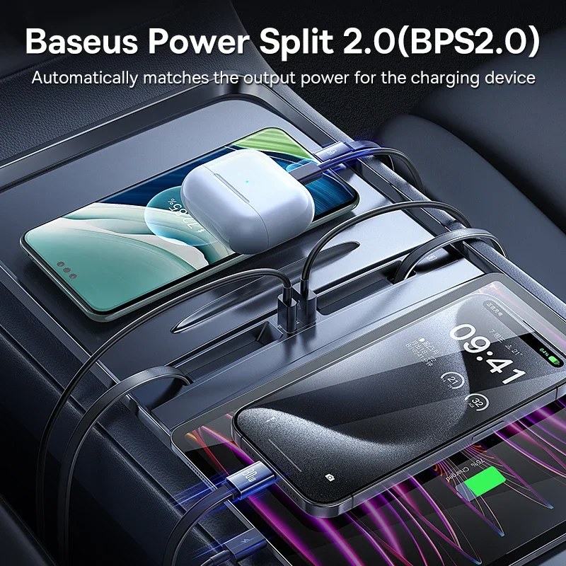 Baseus Car Intelligent Docking Station Hub for Tesla 2023 2024 Model 3 Model Y GaN 45W PD Fast Charger USB Shunt Hub Splitter