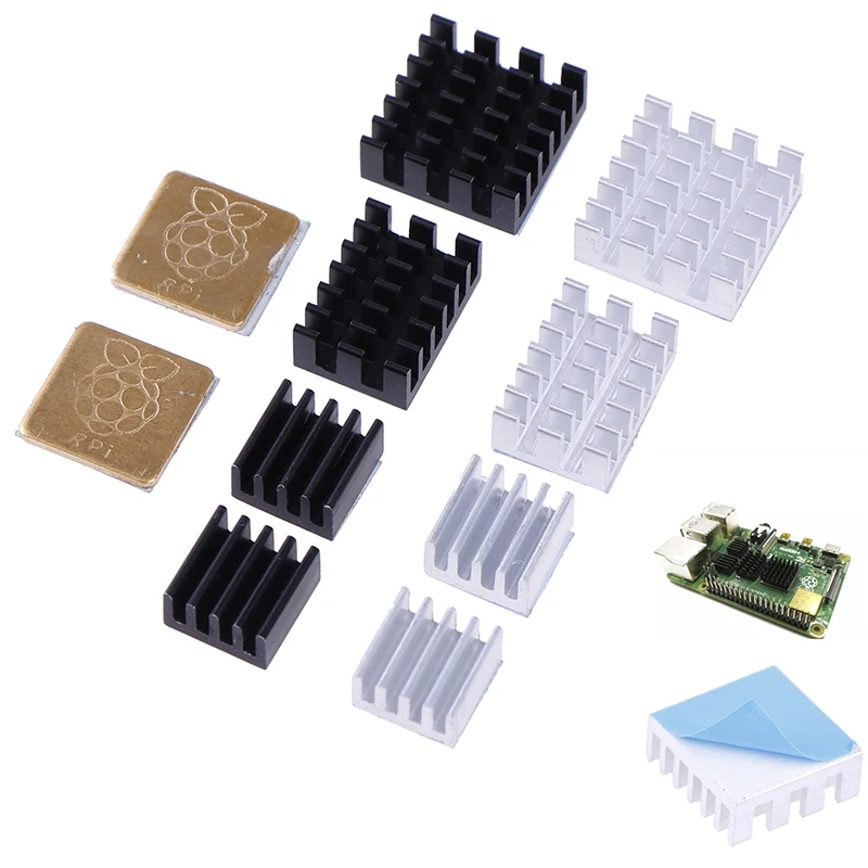 5Pcs Voor Raspberry Pi 2/3/4 3B + 4B Aluminium Heatsink Radiator Cooler Kit Voor Raspberry Pi 4 (Goud)
