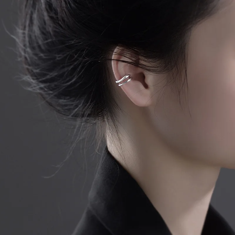 1Pcหูต่างหูไม่เจาะDouble Layer Cuffหูคลิปต่างหูผู้หญิงกระดูกอ่อนปลอมง่ายY2Kเครื่องประดับ 2025 ใหม่