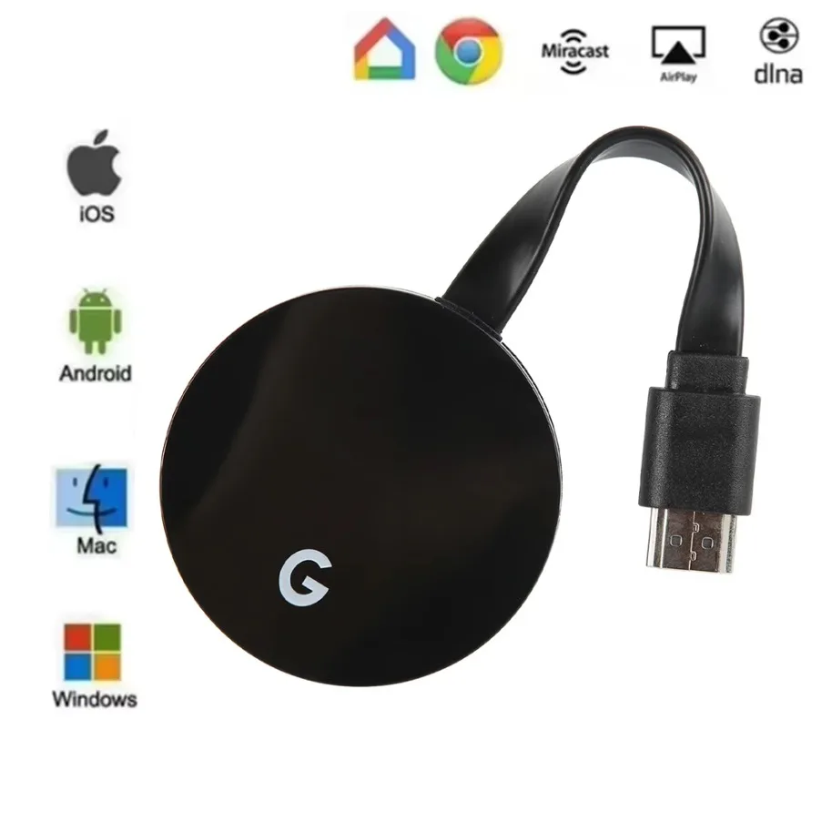 Chromecast Google inalámbrico WiFi Mirascreen Compatible con HDMI pantalla HD Dongle medios transmisión vídeo tv hogar inteligente para ios/Android