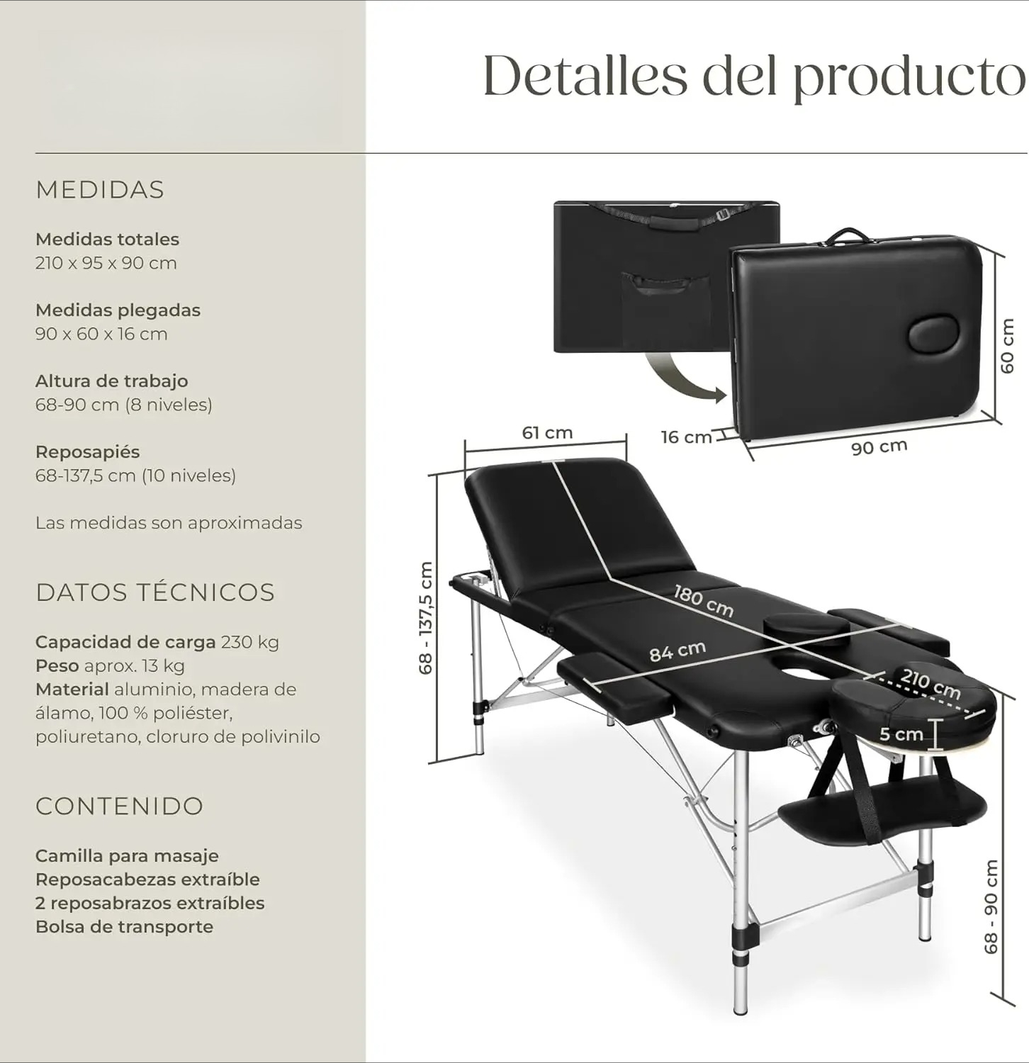 Mesa de masaje plegable, fisioterapia profesional, quiromasaje, tatuajes, Reiki, profesional de aluminio